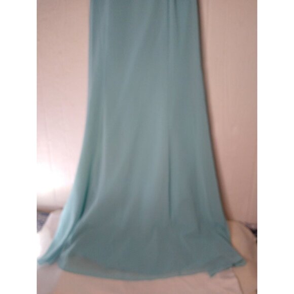NWT $135 David's Bridal Womens 8 Long Chiffon Formal Gown Bridesmaid Pool Blue - Picture 3 of 11